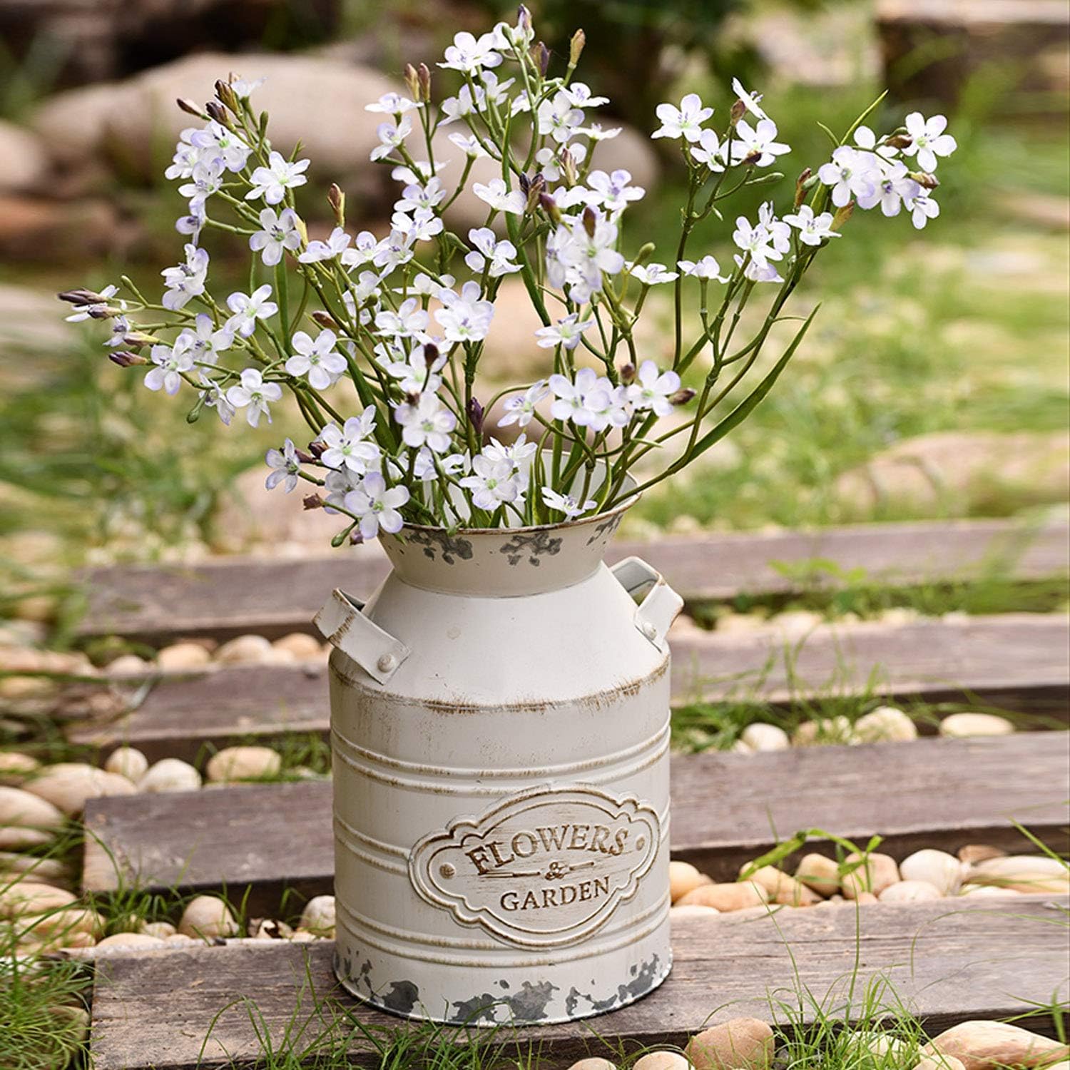 Rustic Metal Flower Vase - 98 Inch Shabby Chic Design