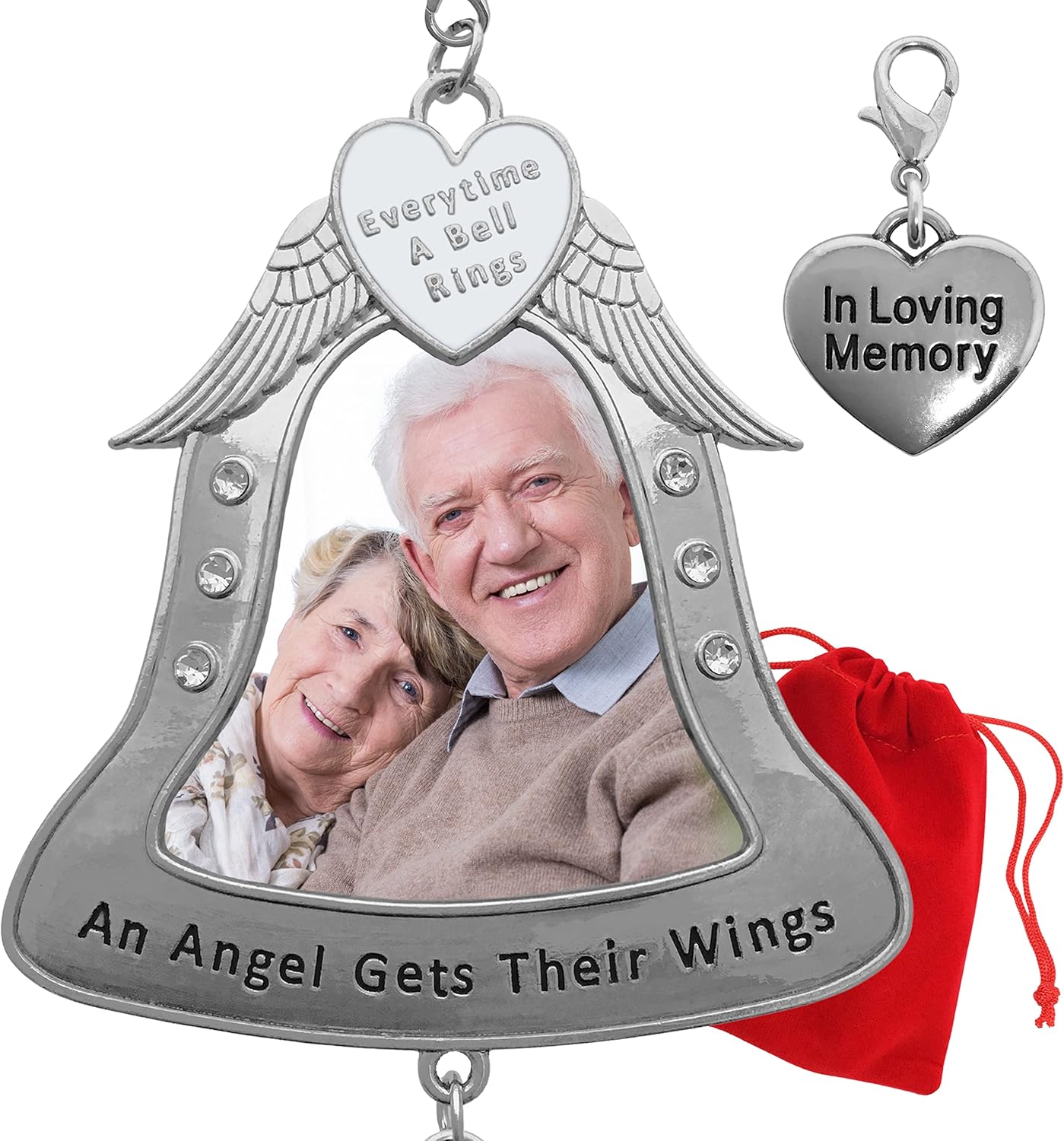Loving Memory Photo Christmas Ornament with Angel Wings