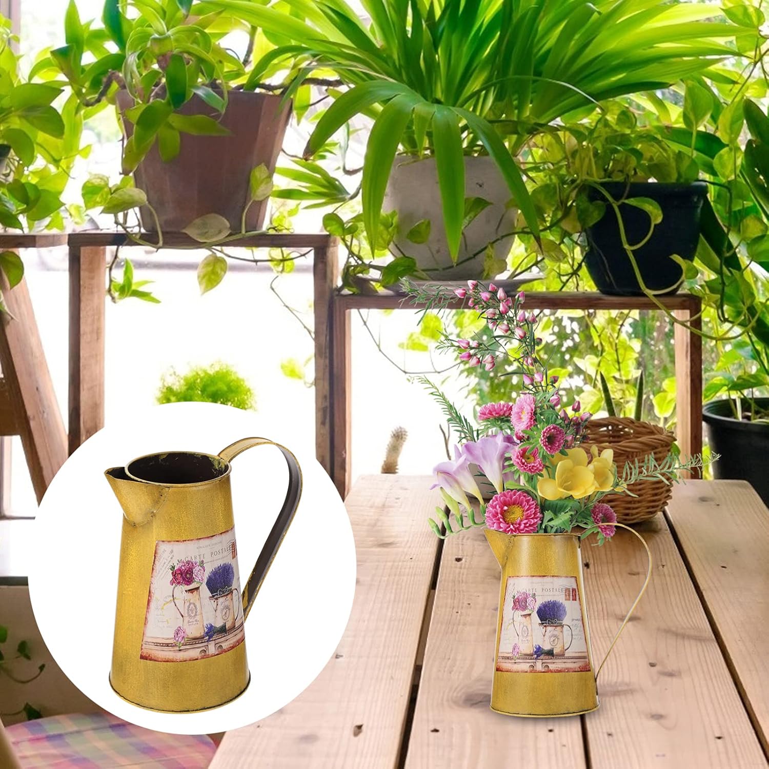 Cabilock Iron Jug Vase Yellow French Country Style