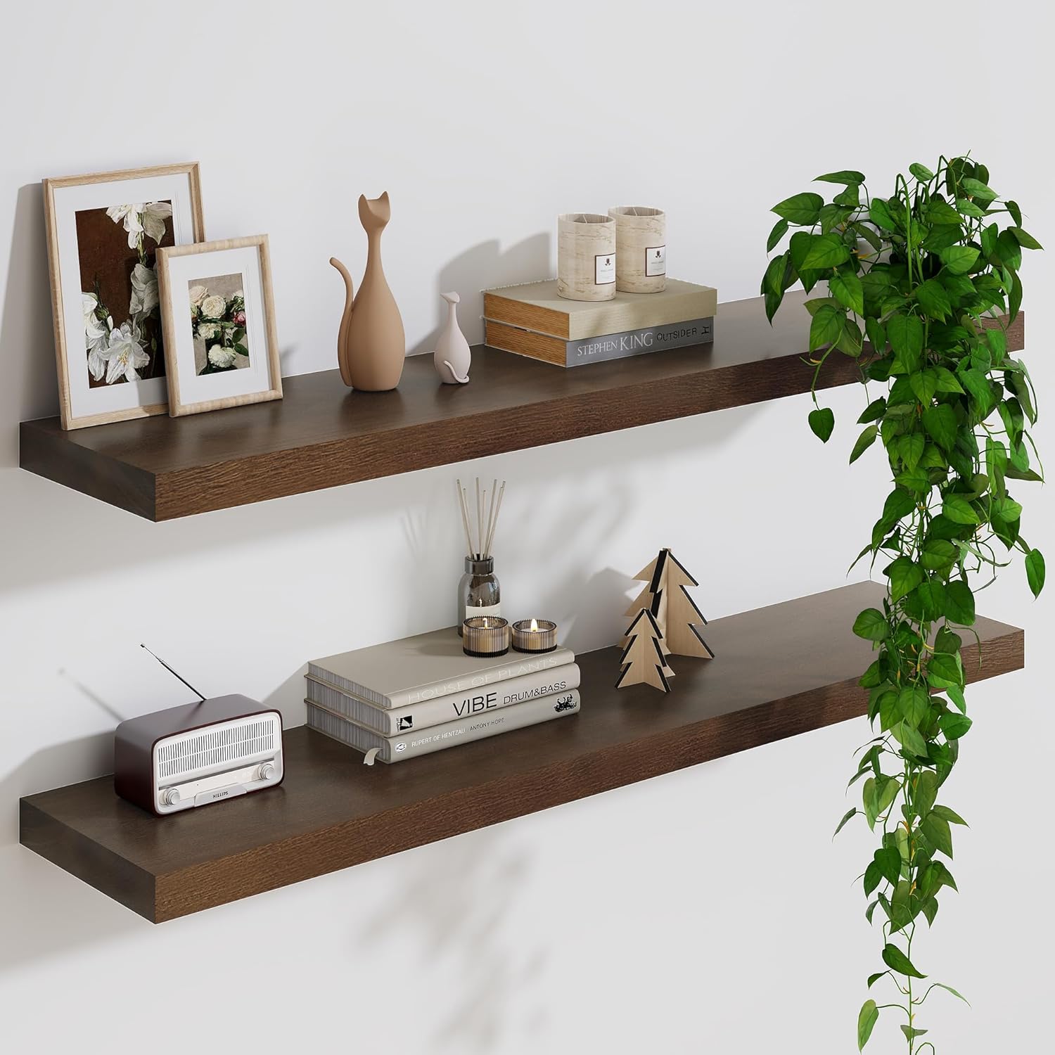 Marsmiles Solid Wood Floating Shelves 36W x 9D x 156H Set of 2