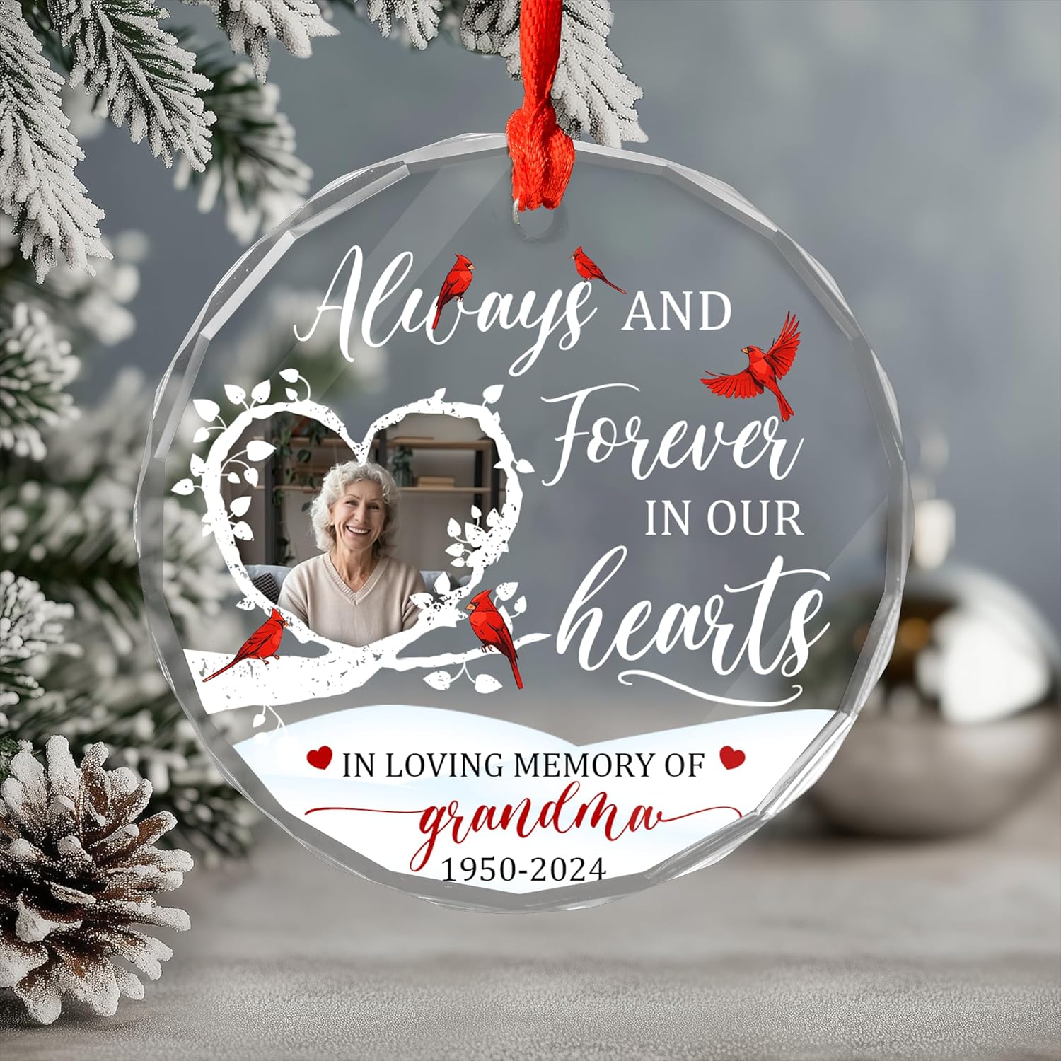 Personalized Memorial Christmas Ornament with Photo and Name