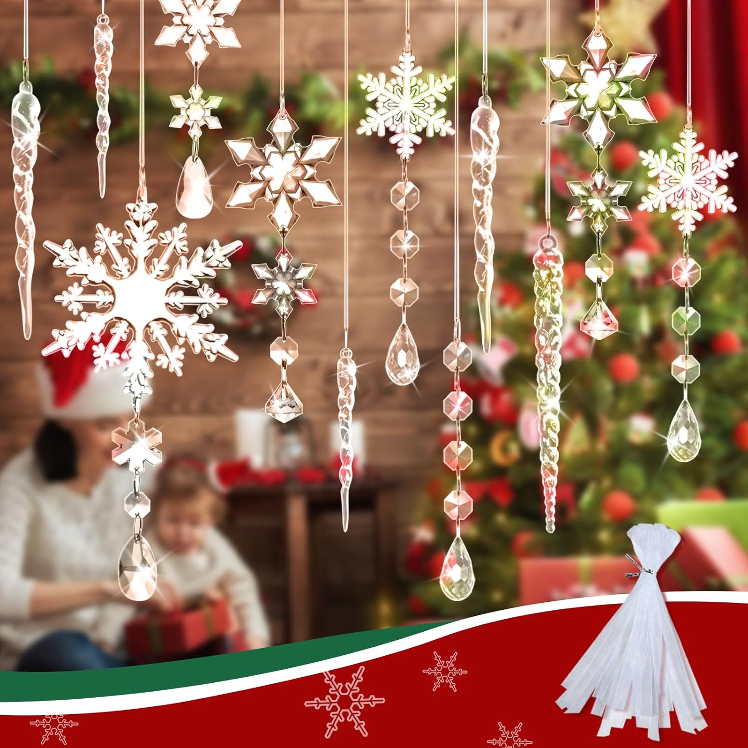 20 Pack Crystal Christmas Ornaments for Tree Decorations