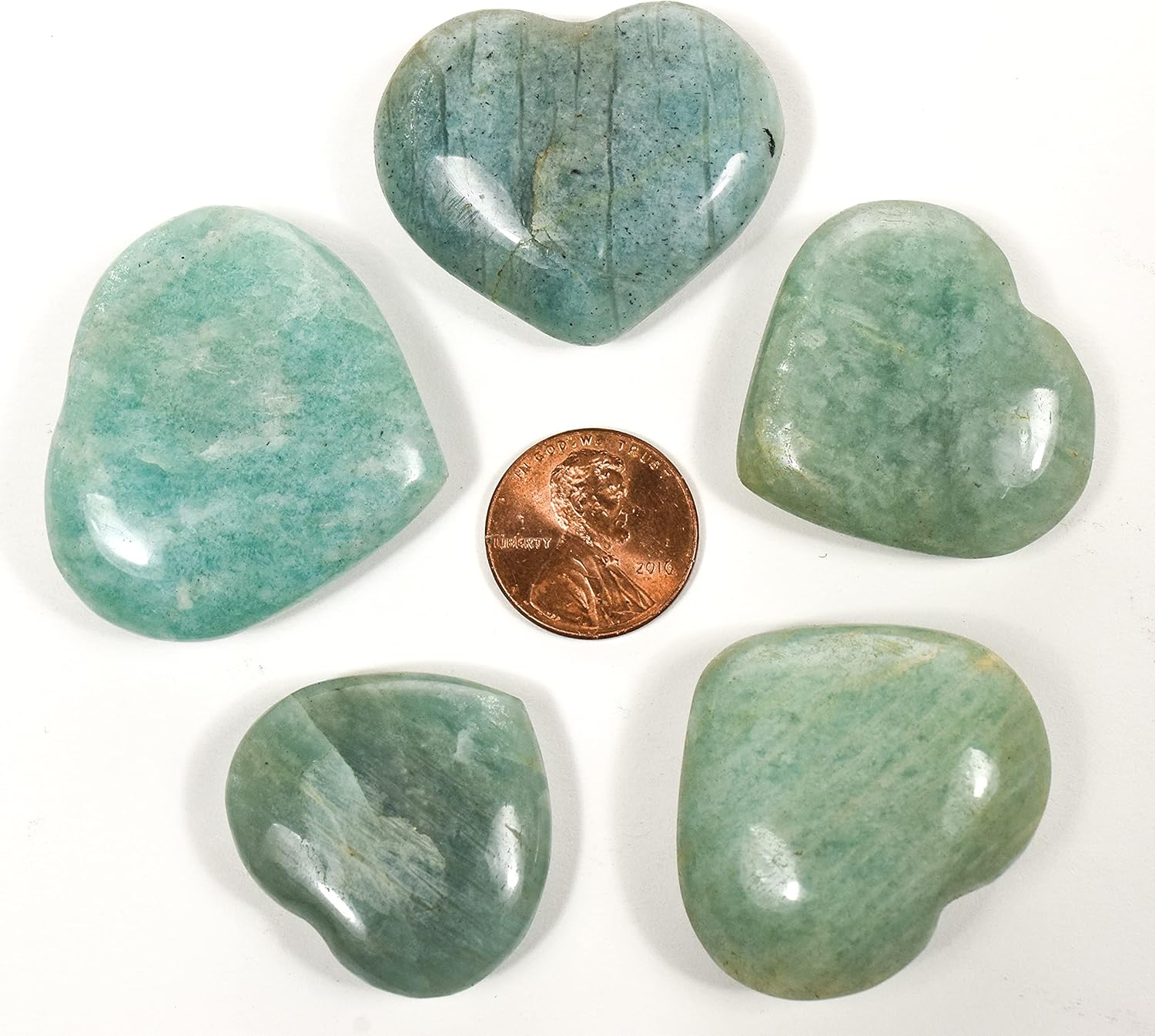33mm Soft Green Amazonite Heart Stones - 2PCS