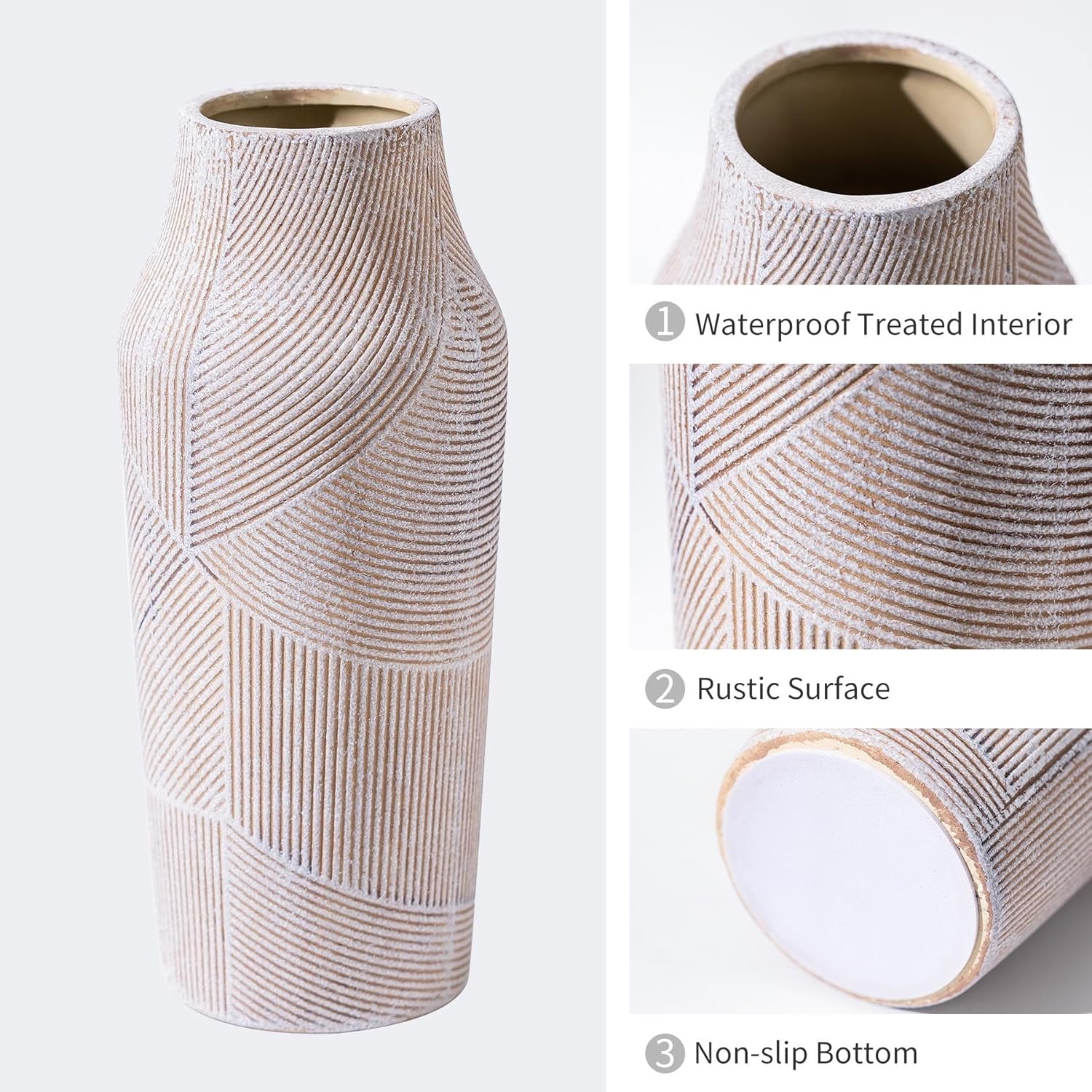 Vintage Ceramic Flower Vase 96 Inch Farmhouse Decor