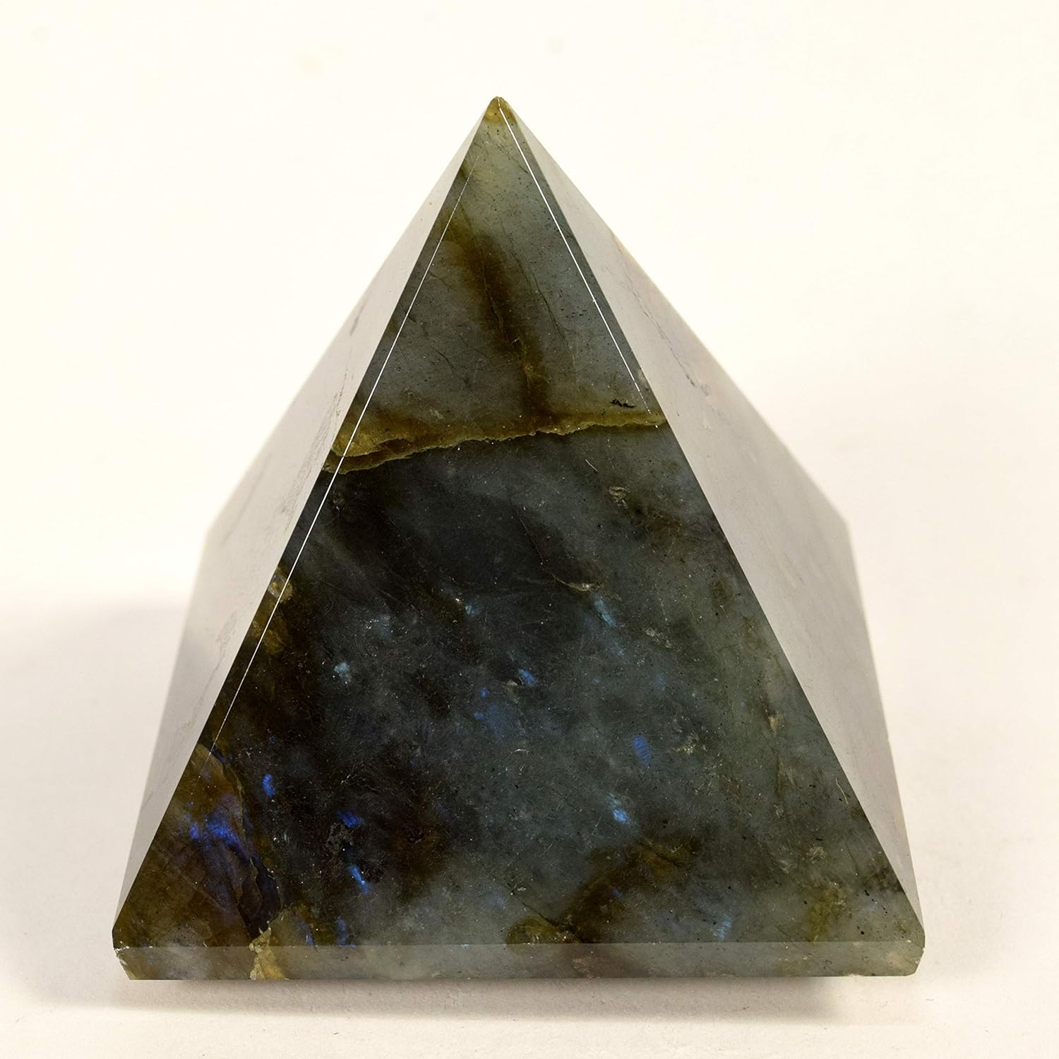 HC Set 57mm Rainbow Flash Labradorite Pyramid Clear Quartz Cabochon