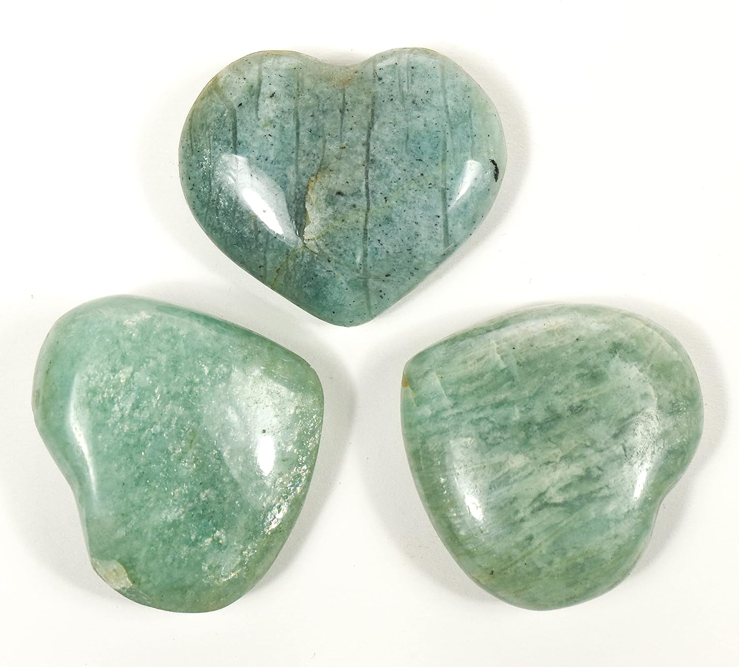 33mm Soft Green Amazonite Heart Stones - 2PCS