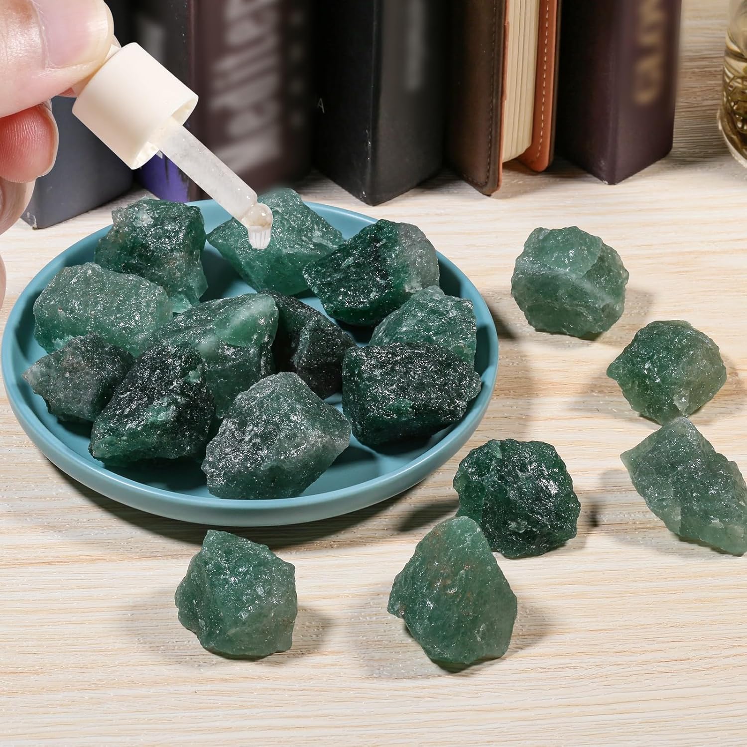 Nupuyai Green Strawberry Quartz Tumbling Stones Set