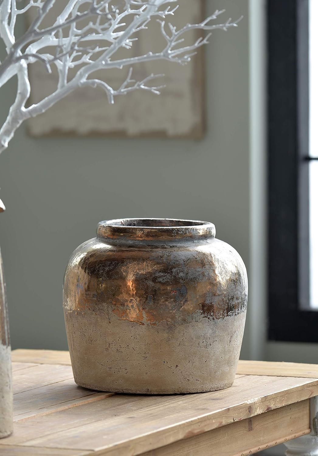 11 Inch Candia Ceramic Vase Sienna Brown