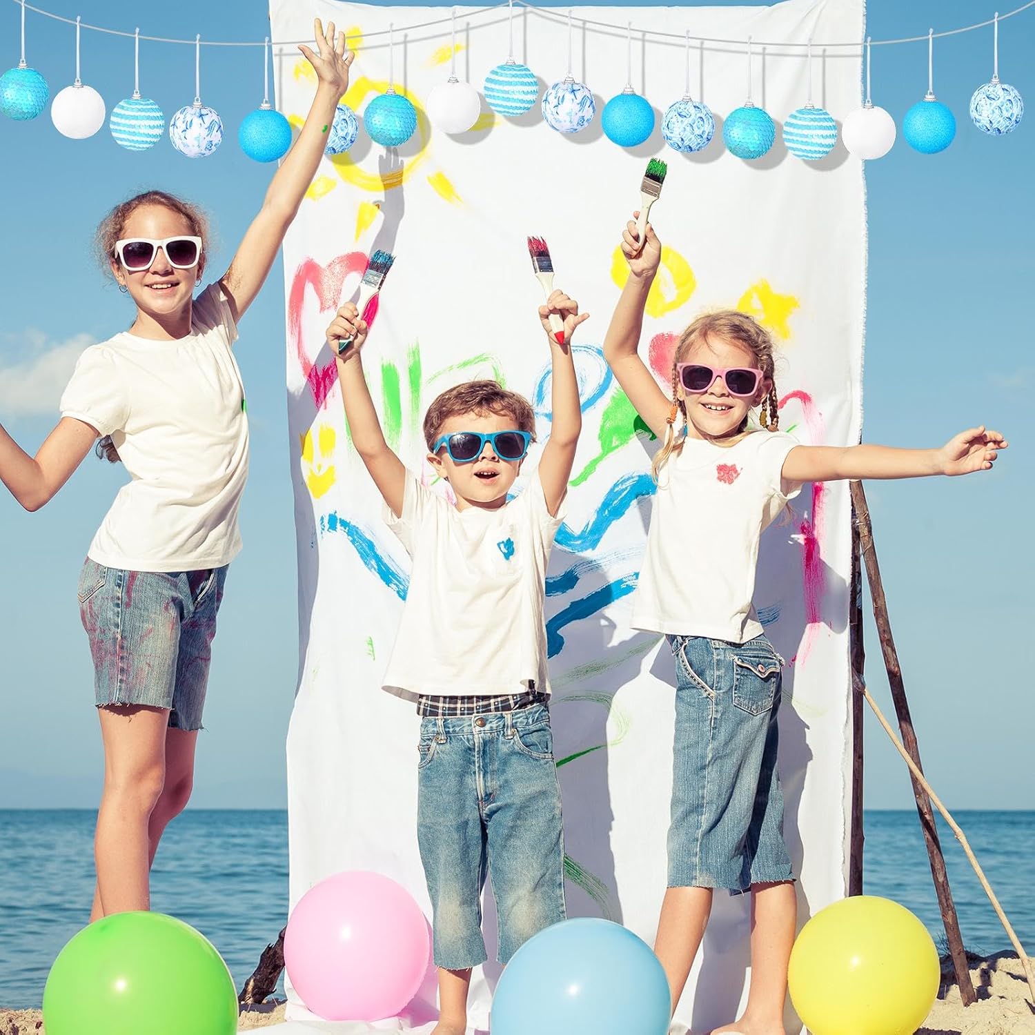 Zhanmai 12 Pcs Summer Ocean Themed Hanging Ornaments
