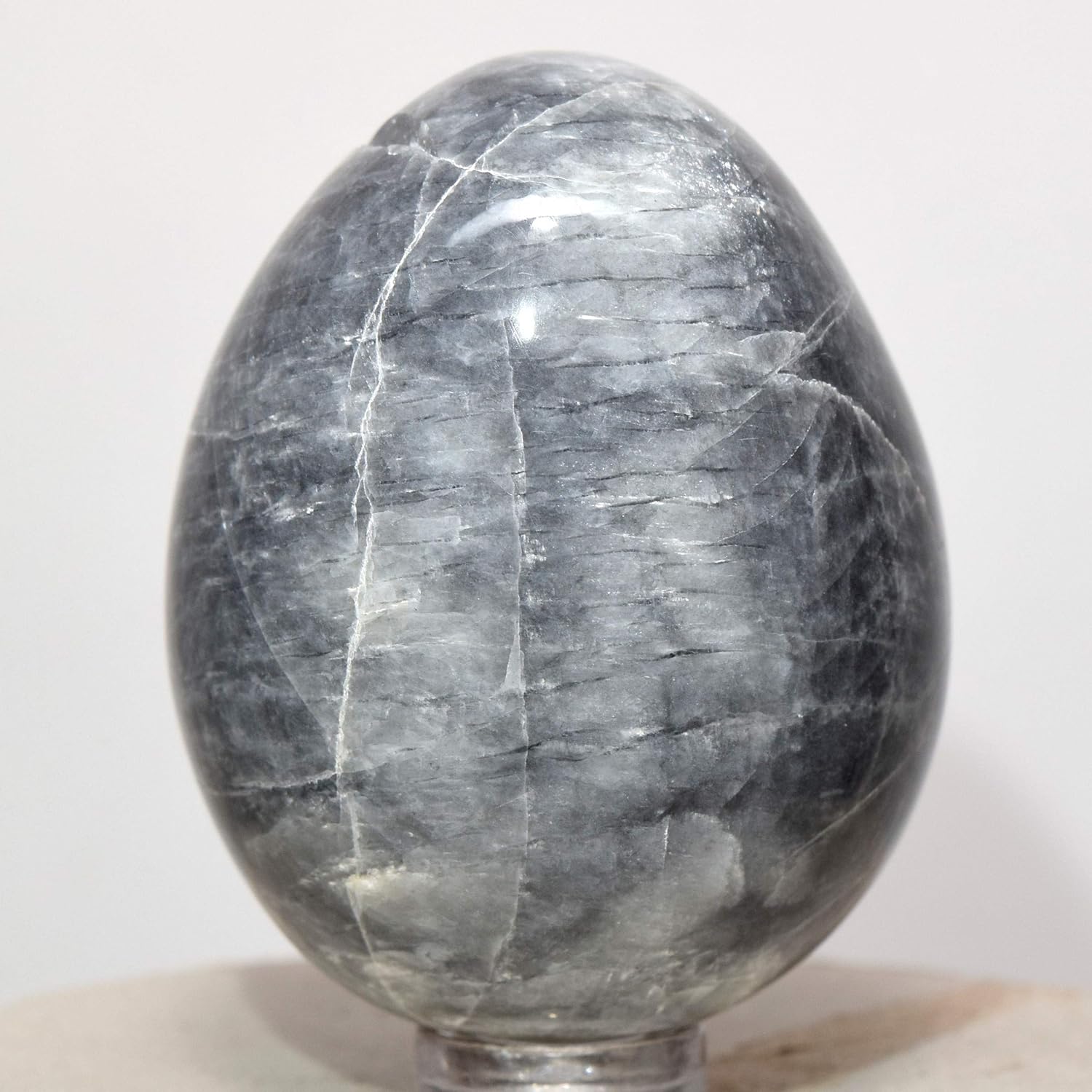 HQRP 55mm Black Moonstone Egg with Stand