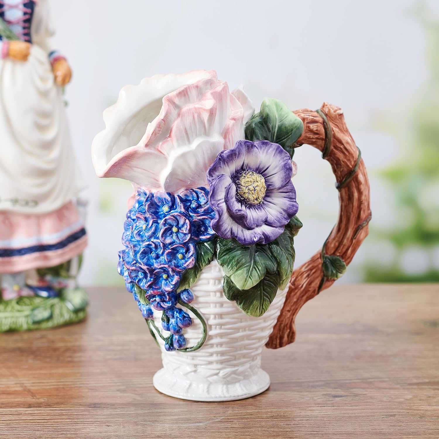 Fitz and Floyd Jardin Floral Bouquet Pitcher Vase