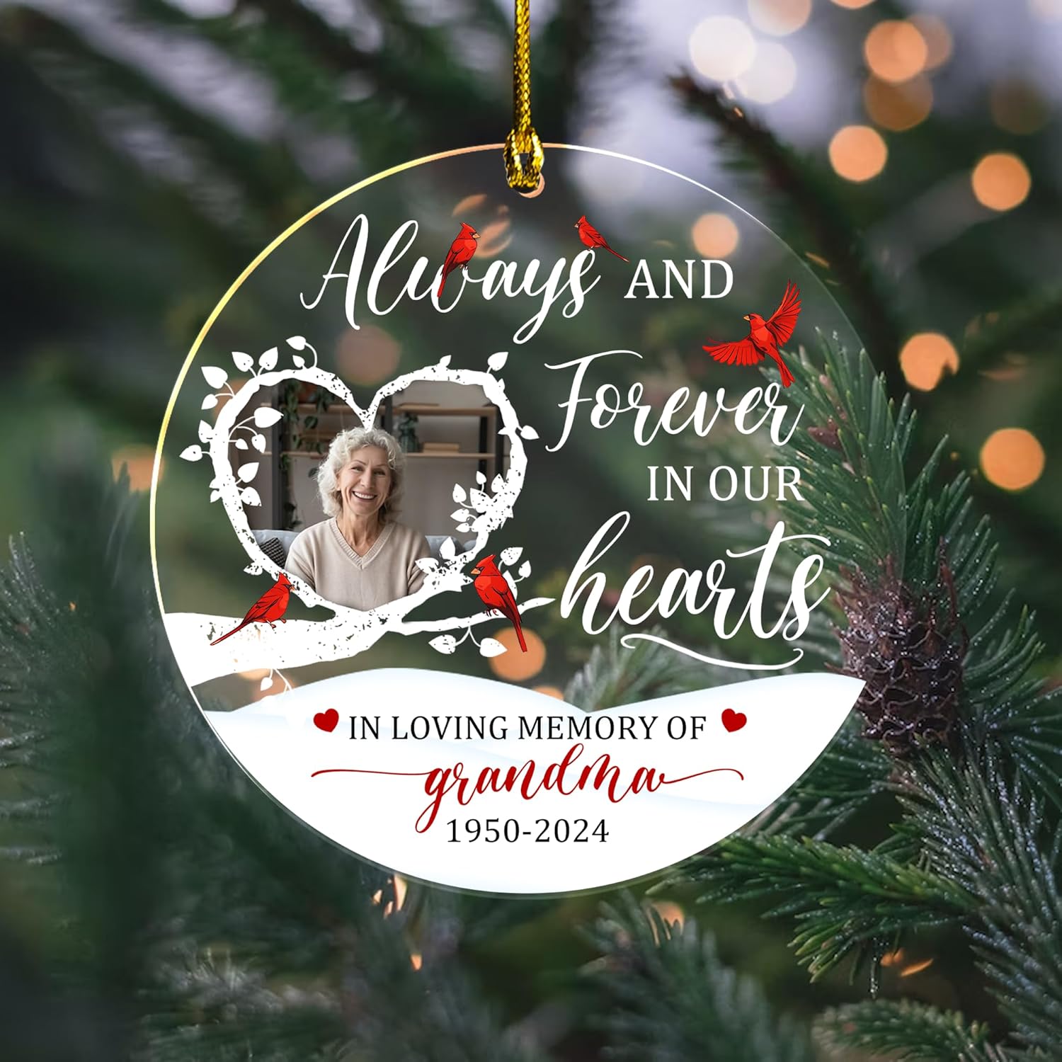 Personalized Memorial Christmas Ornament with Photo and Name