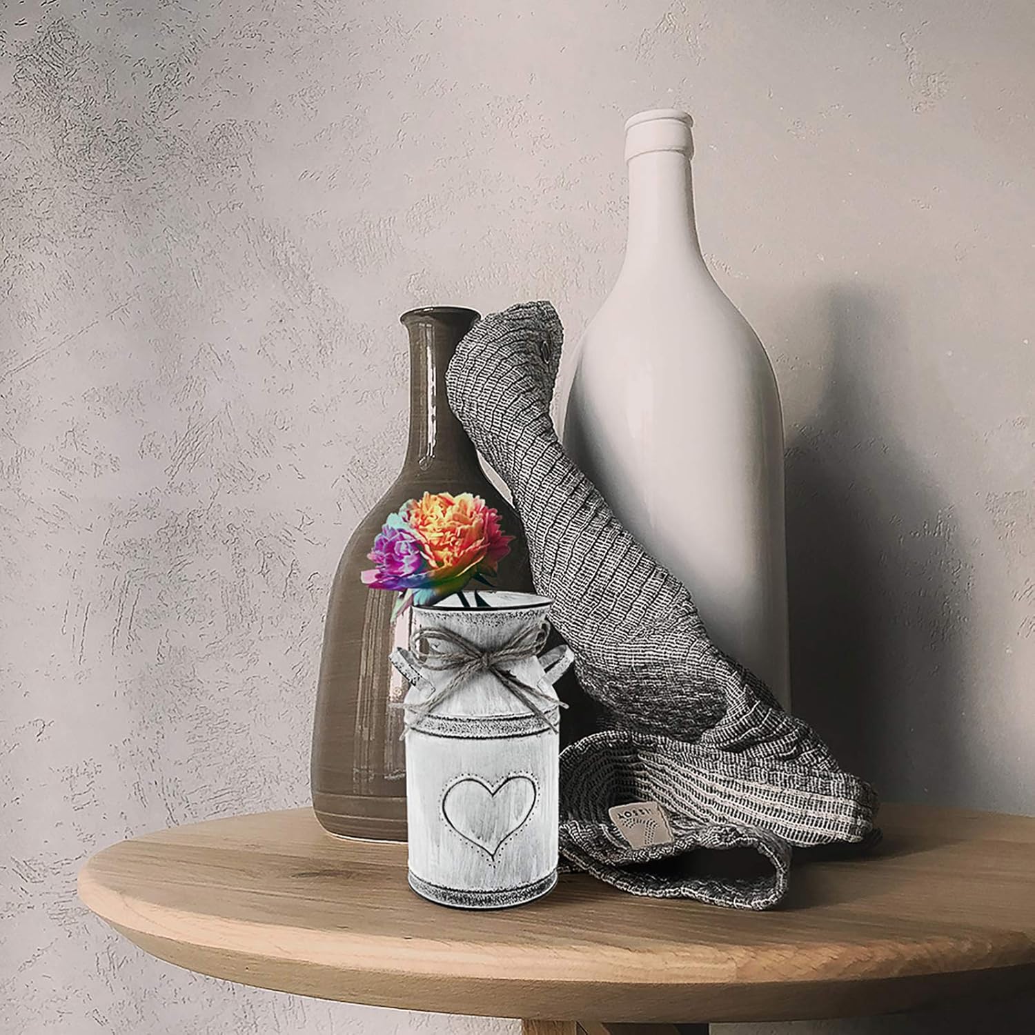 IMIKEYA Vintage Metal Flower Vase for Rustic Home Decor