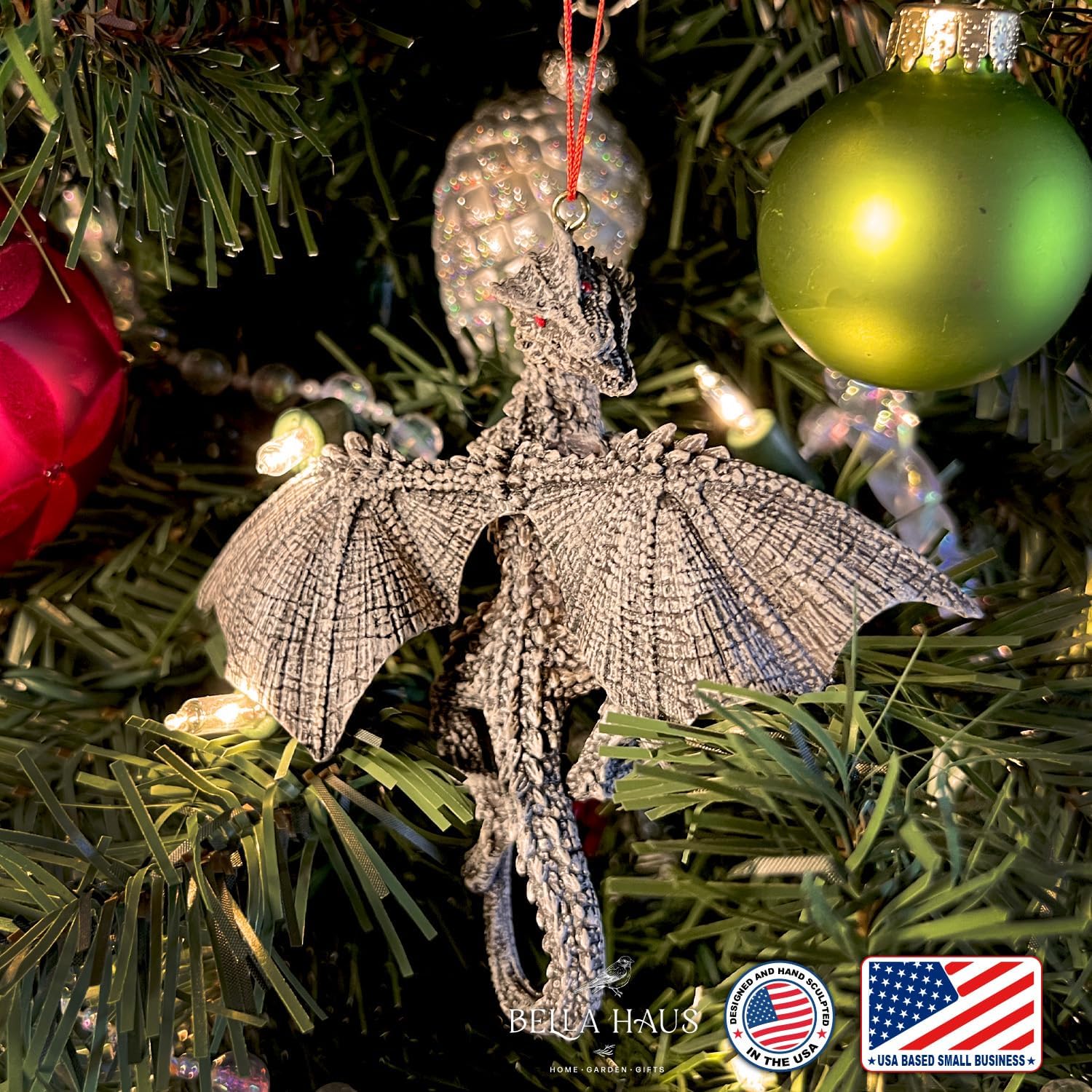 Bella Haus Christmas Tree Dragon Ornament - Gothic Style