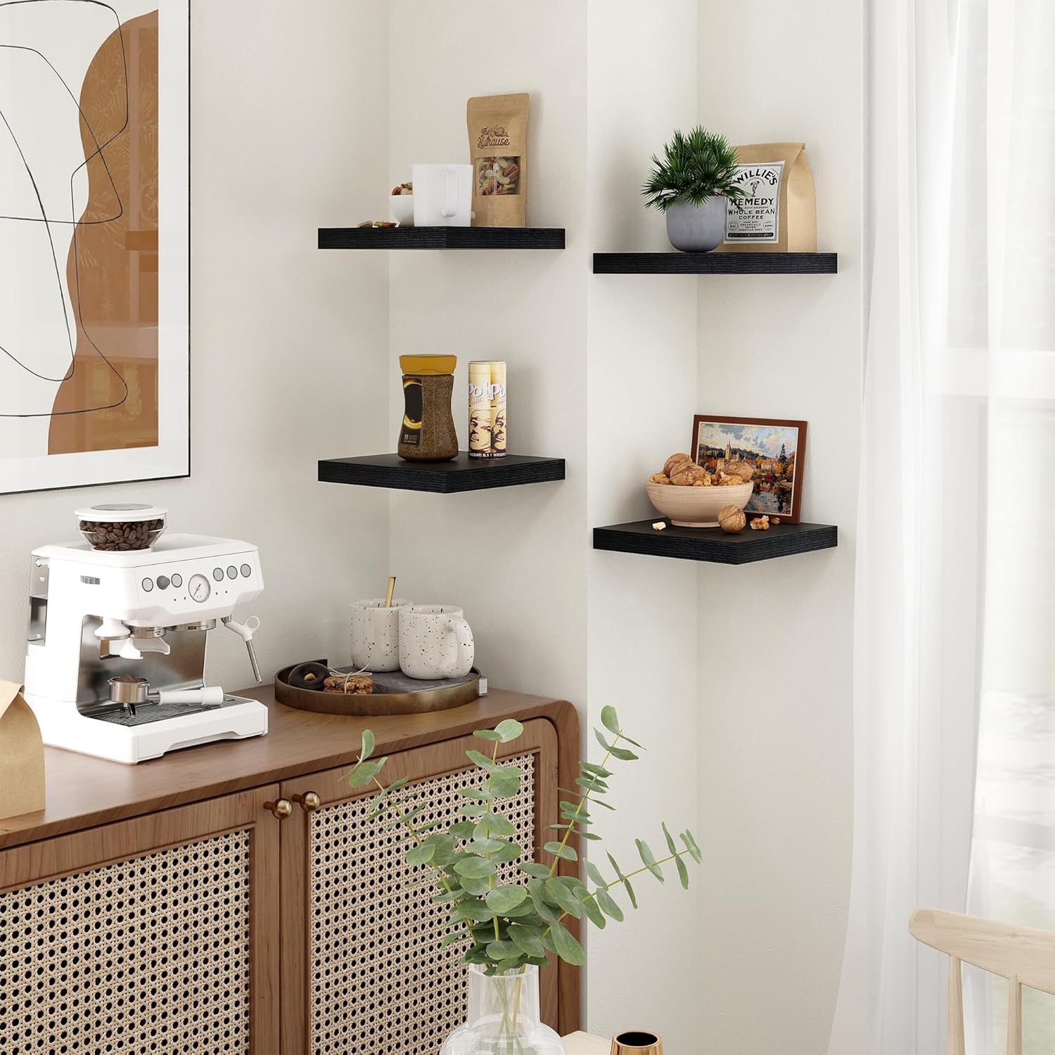 Fun Memories Floating Shelves Set of 3 Black Square 93 Inch