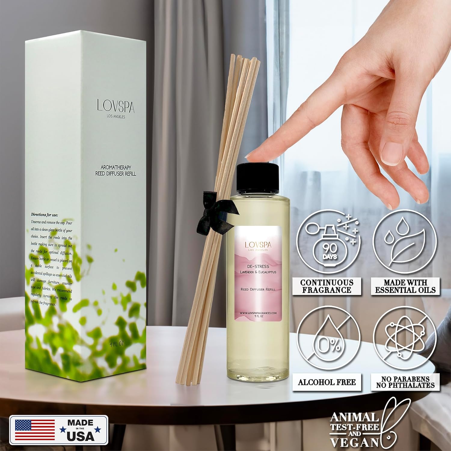 LOVSPA De-Stress Lavender Eucalyptus Reed Diffuser Oil Refill