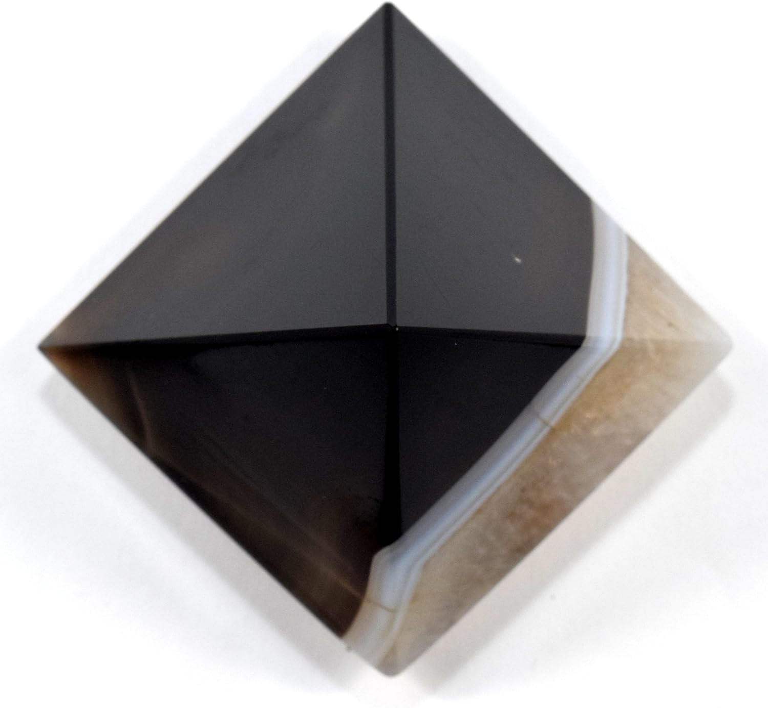 HC Set 58mm Black White Agate Pyramid Banded Natural Chalcedony Crystal Polished Decor Mineral Stone - India