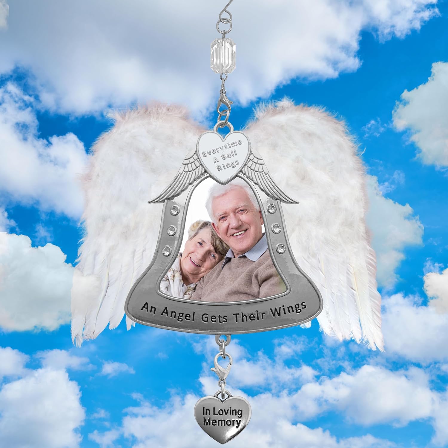 Loving Memory Photo Christmas Ornament with Angel Wings