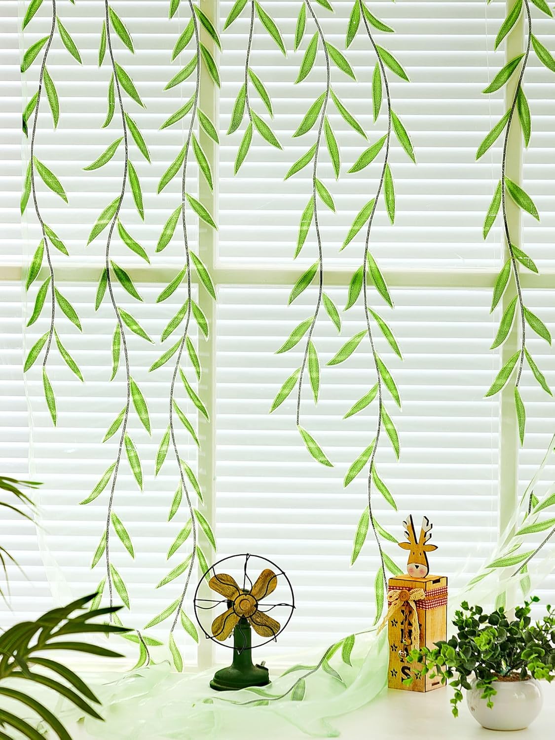 Breling Green Leaf Sheer Curtains 2 Pieces 52x787 Inch