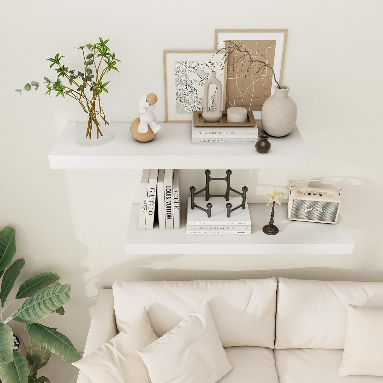 White Floating Shelf 36x12 Inch Wall Mount