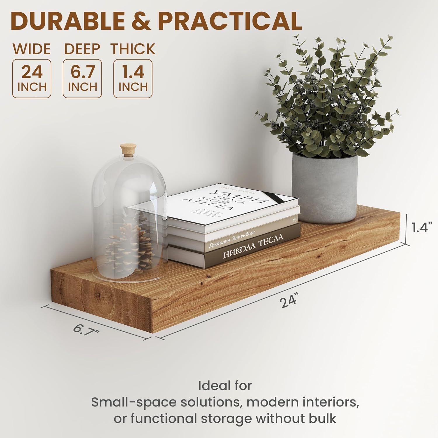 Fun Memories Wood Floating Shelves Wall Mounted Set of 2