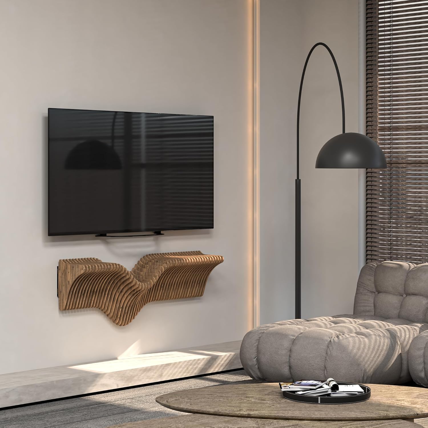 Batamex 40 Inch Wavy Floating Shelf Modern Design