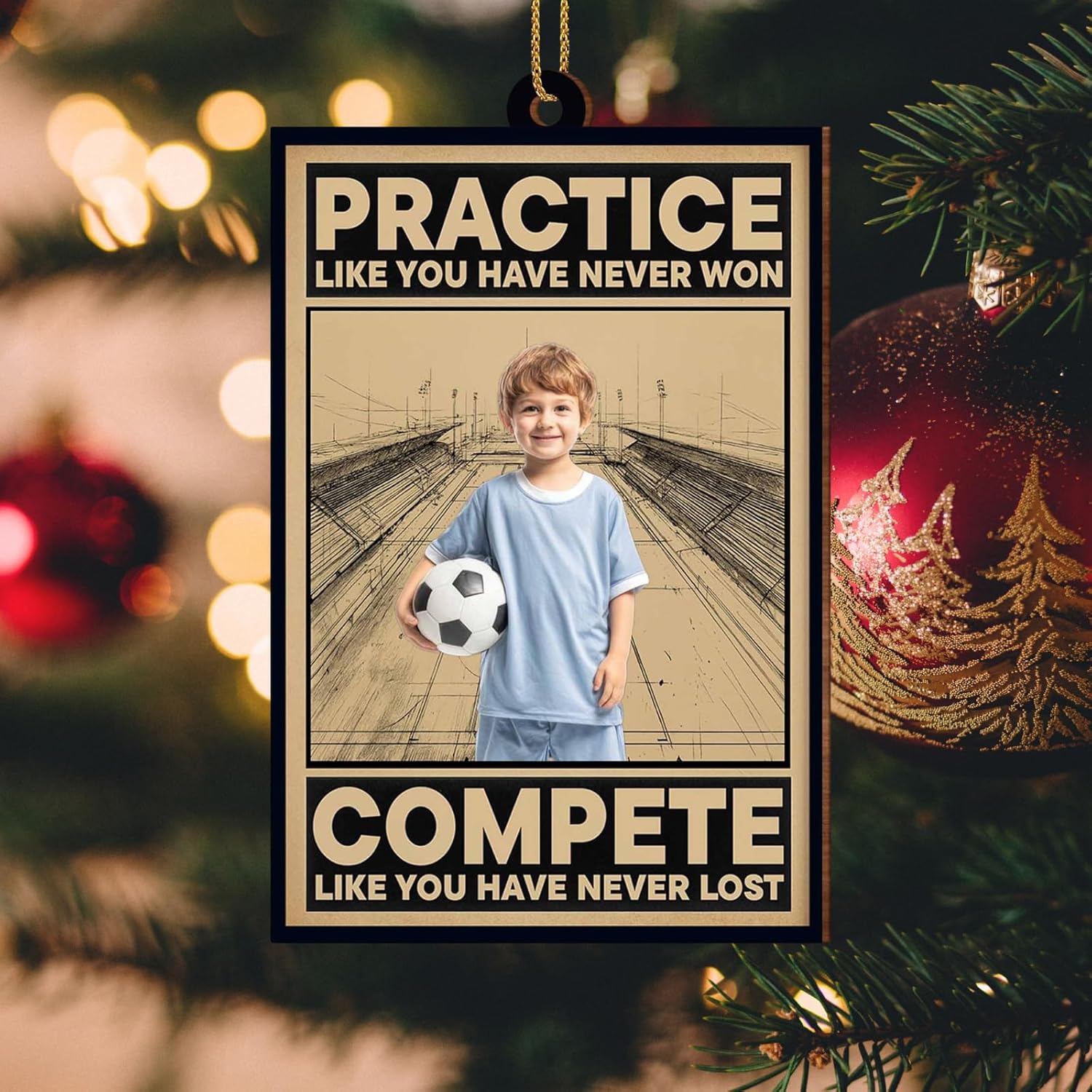 Practice Like You Have Never Won Personalized Soccer Ornament