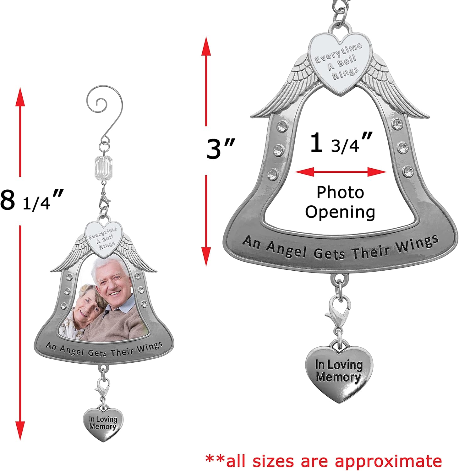 Loving Memory Photo Christmas Ornament with Angel Wings
