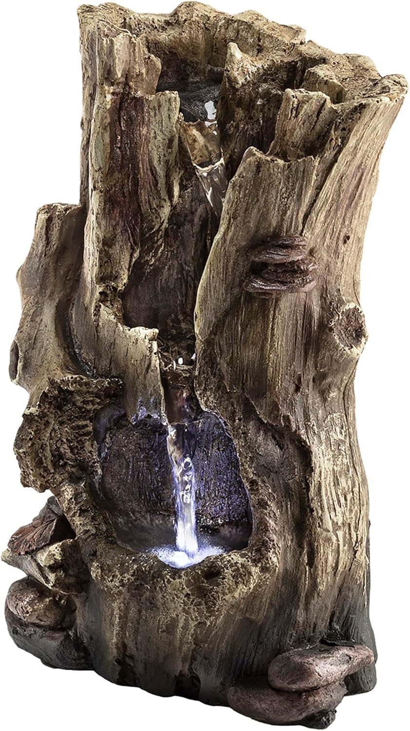 Alpine Corporation WIN326 Tabletop Rainforest Tree Trunk Water Fountain