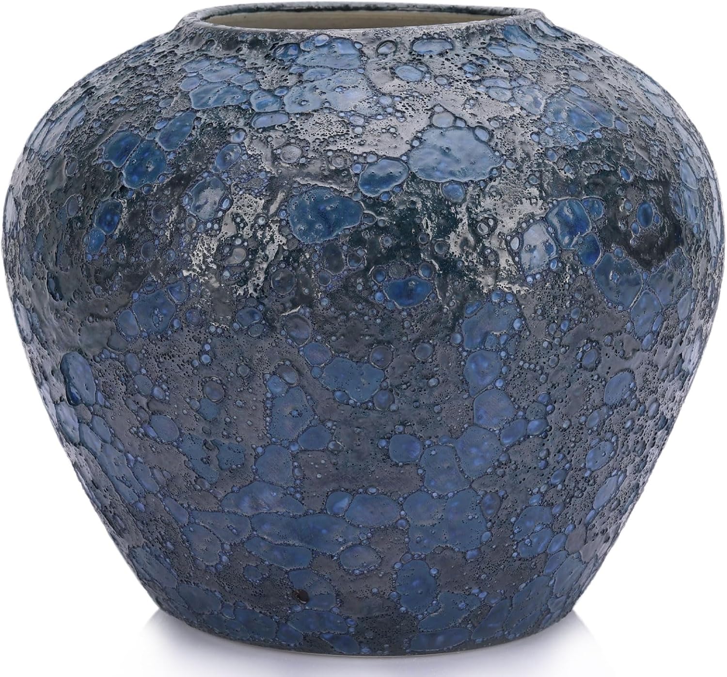 Rustic Large Blue Ceramic Vase for Home Decor