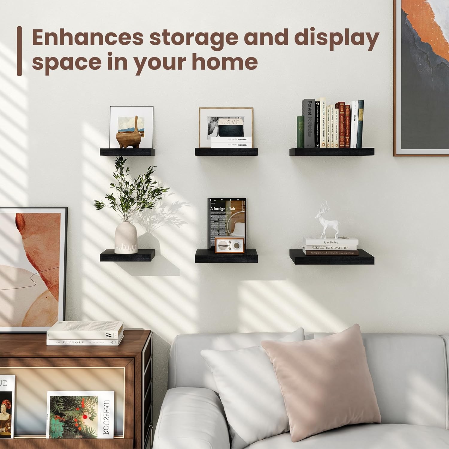 Fun Memories Floating Shelves Set of 3 Black Square 93 Inch