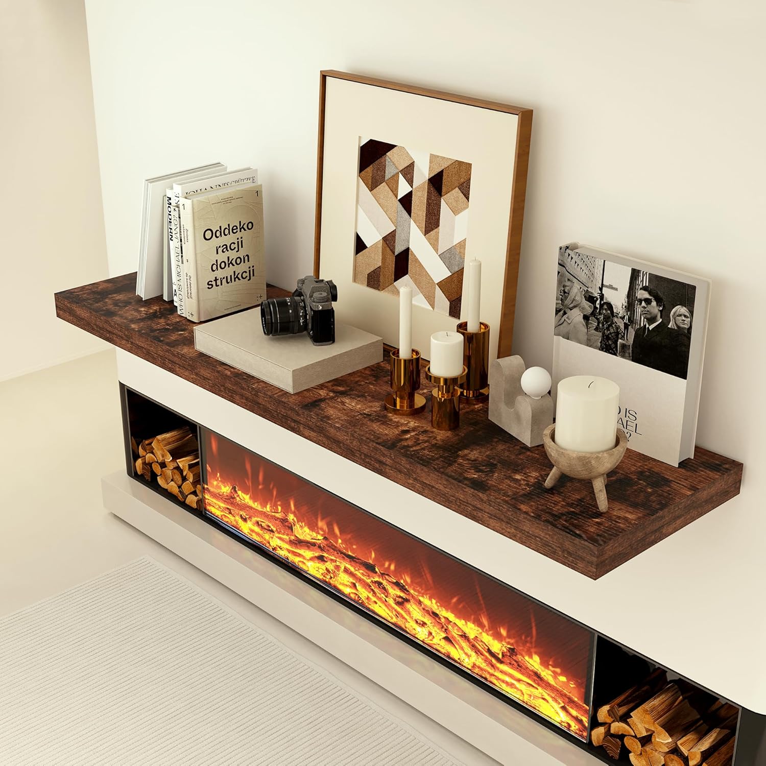 24 x 12 Inch Deep Floating Shelves Wall Mounted with Invisible Brackets