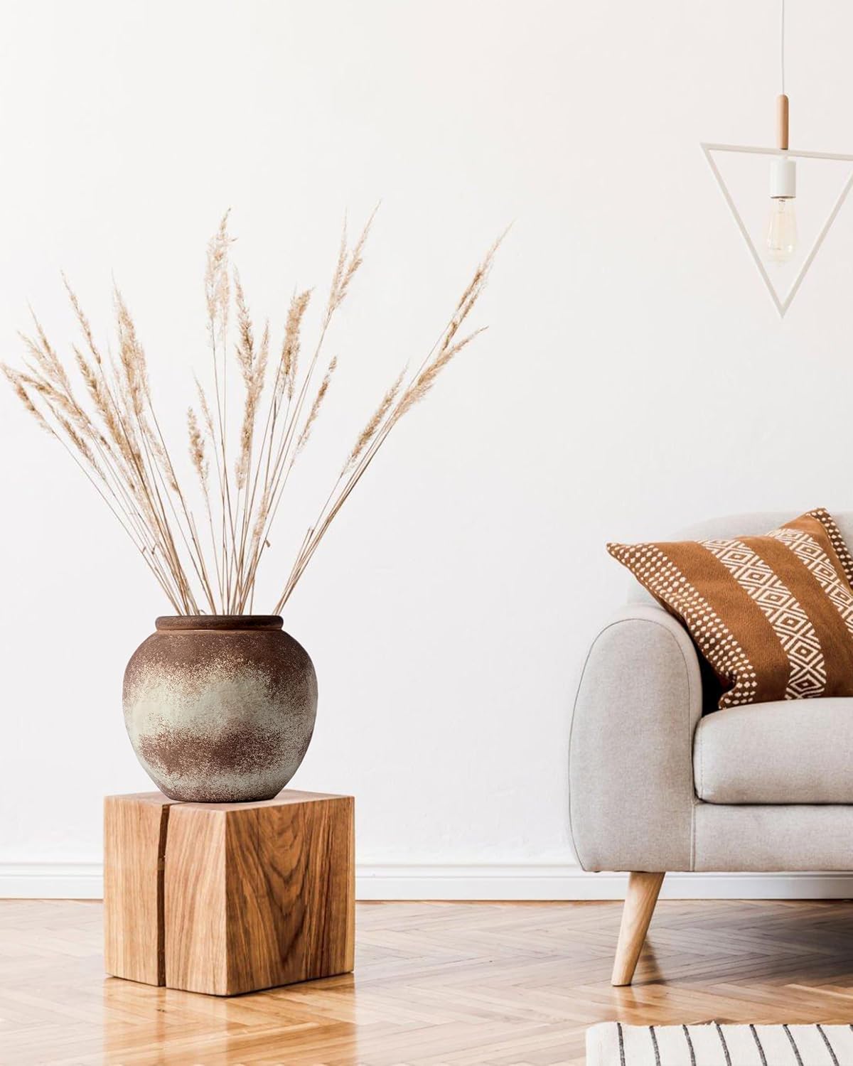 UPWOIGH Brown Circular Rustic Ceramic Flower Vase