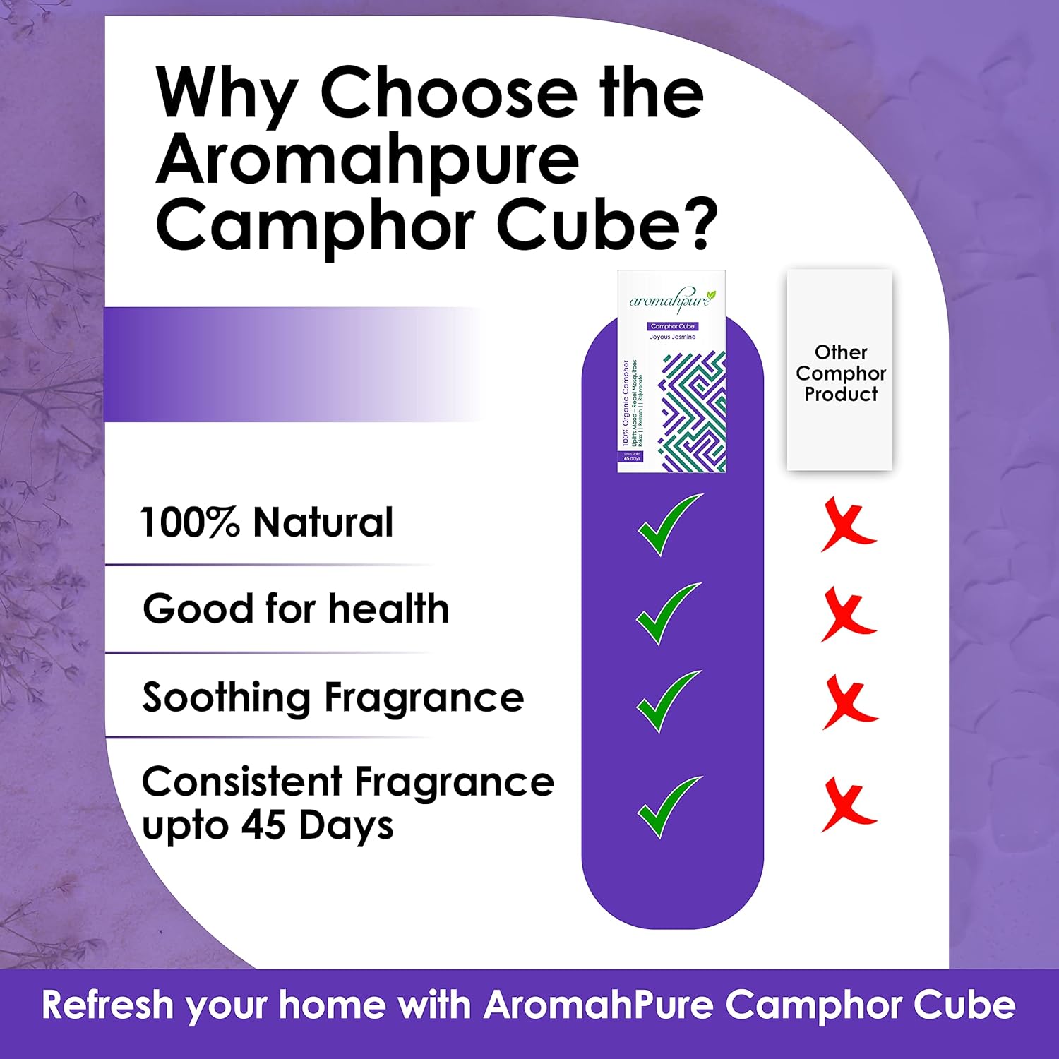 Aromahpure Camphor Cube Set of 2 Joyous Jasmine Joyful Lavender