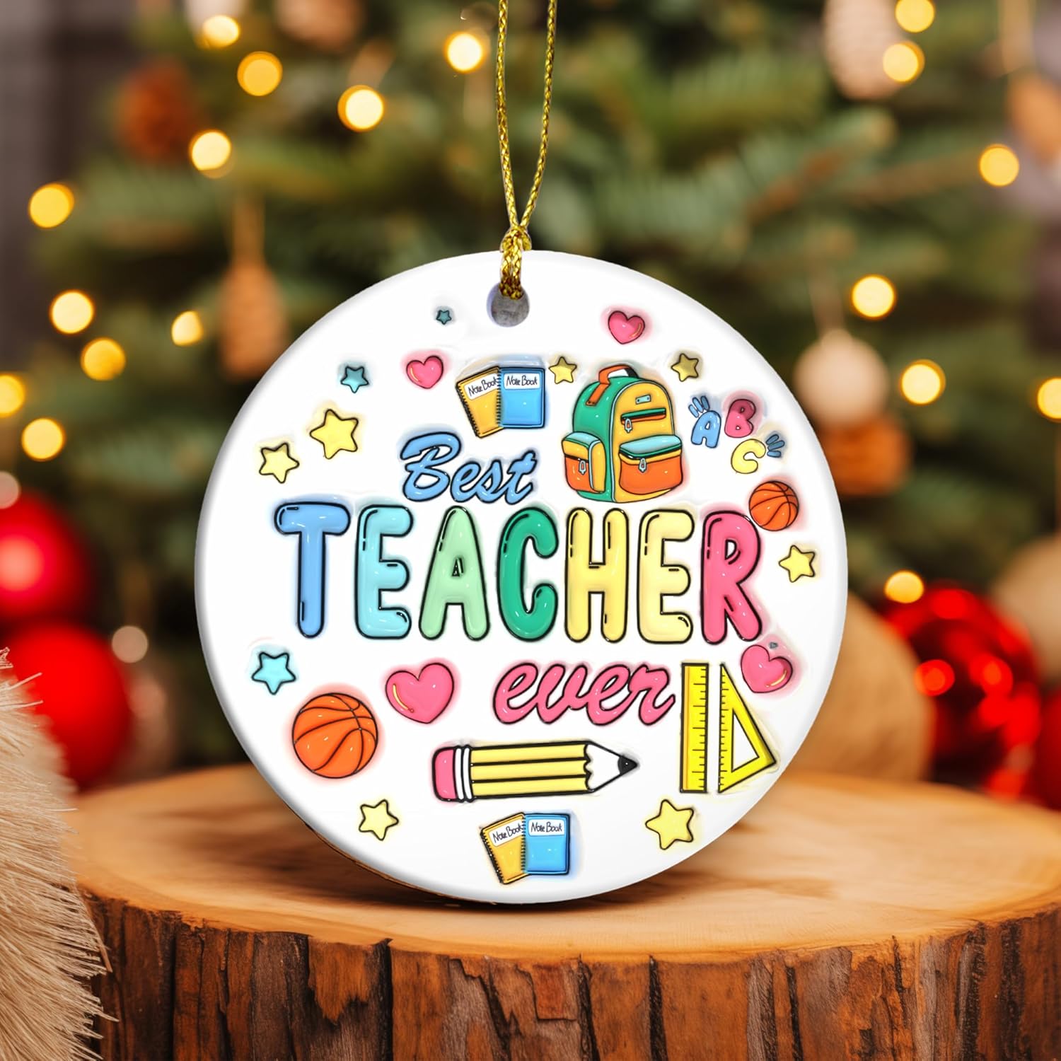 Ceramic Teacher Ornament 2024 3D Teacher Appreciation Keepsake Gift