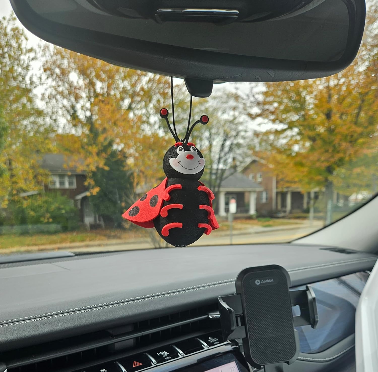Cute Ladybug Rear-View Mirror Car Charm Dangler