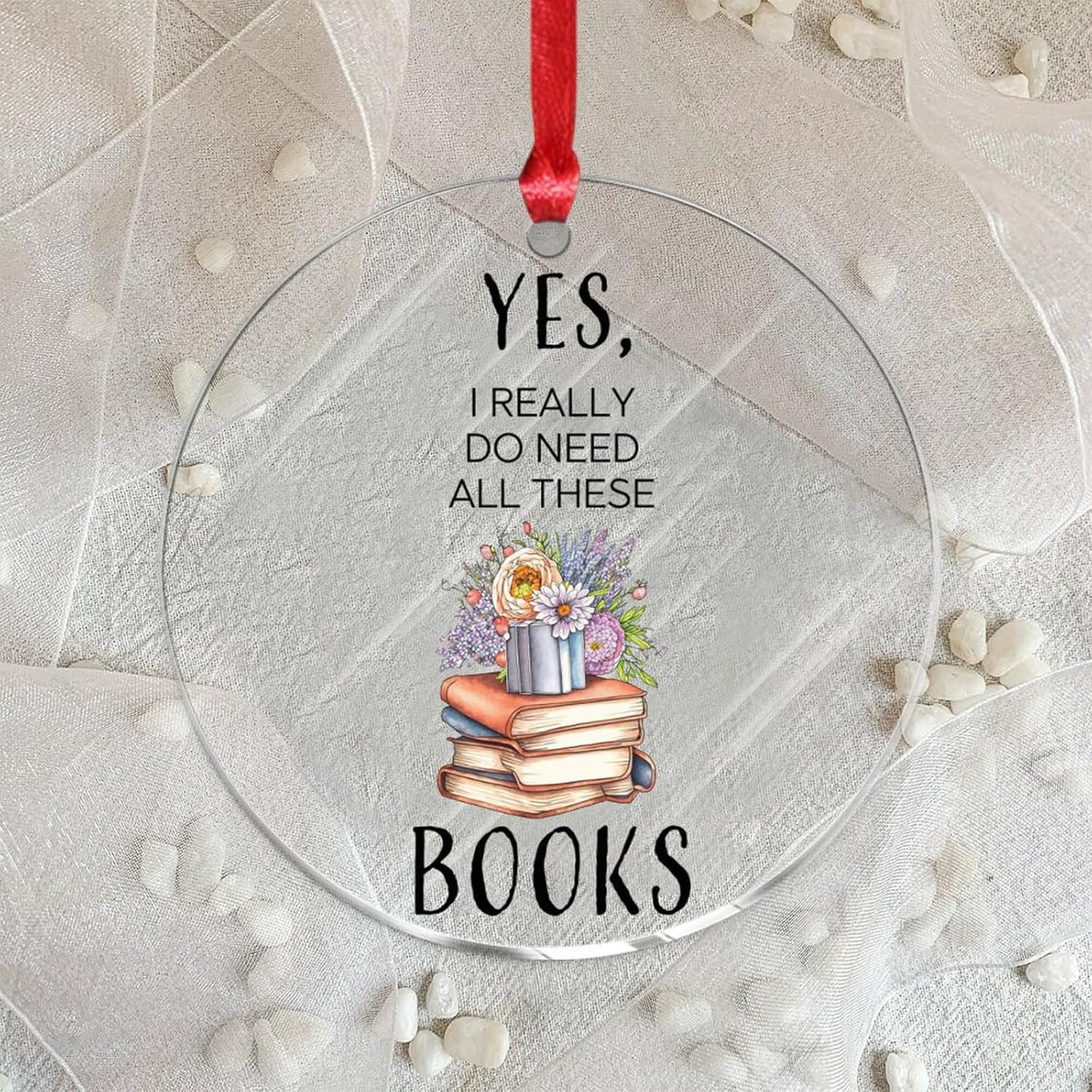 3 Inch Acrylic Christmas Ornaments 2024 Bookish Decorative Hanging Baubles