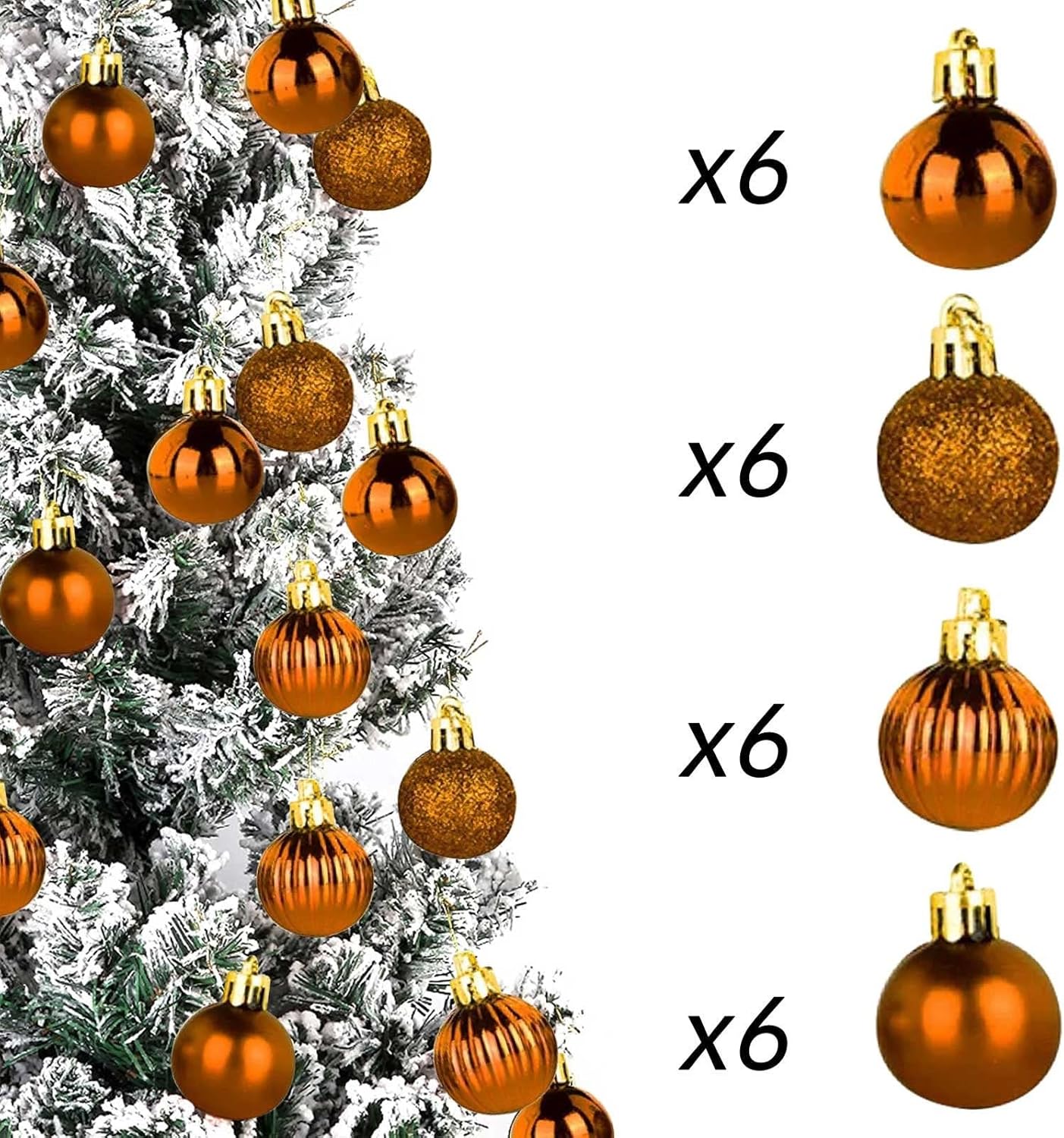 3cm Bright Shatterproof Christmas Ornament Set
