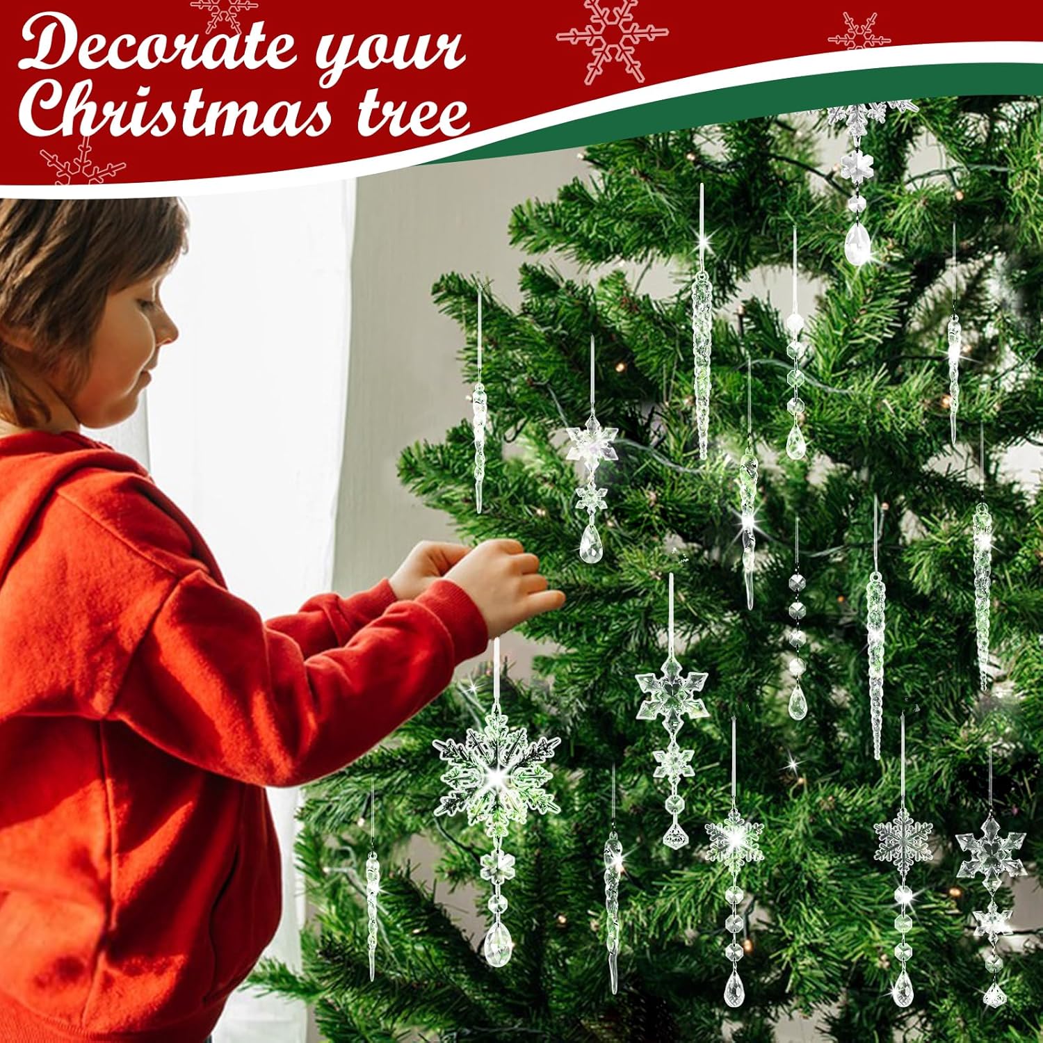 20 Pack Crystal Christmas Ornaments for Tree Decorations