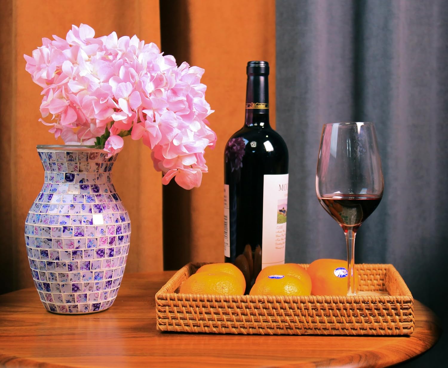 8 Inch Purple Mosaic Glass Vase - Exquisite Decor