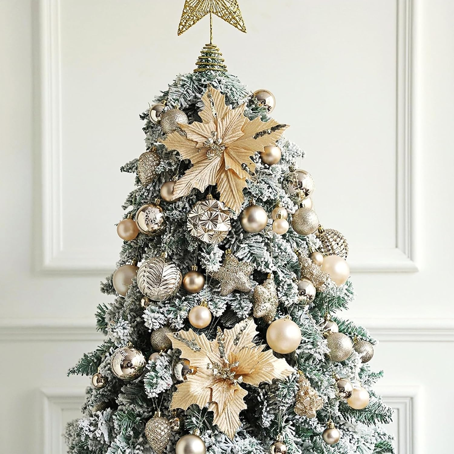 54Pcs Assorted Champagne Gold Xmas Tree Balls Ornaments Set