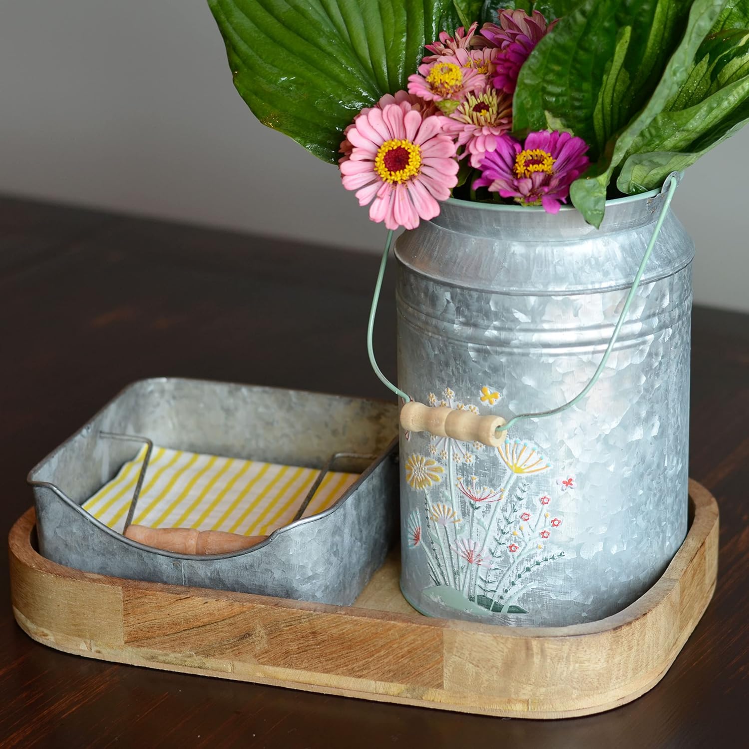 Creamery Vase in Grey Zinc with Meadow Flower Design
