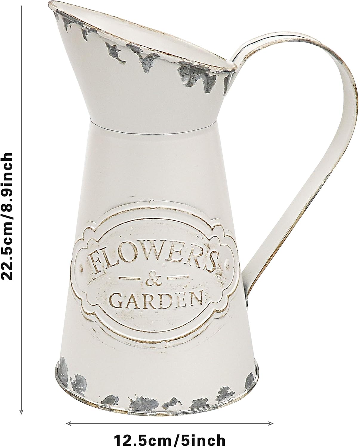 Rustic White Metal Shabby Chic Vase for Flowers