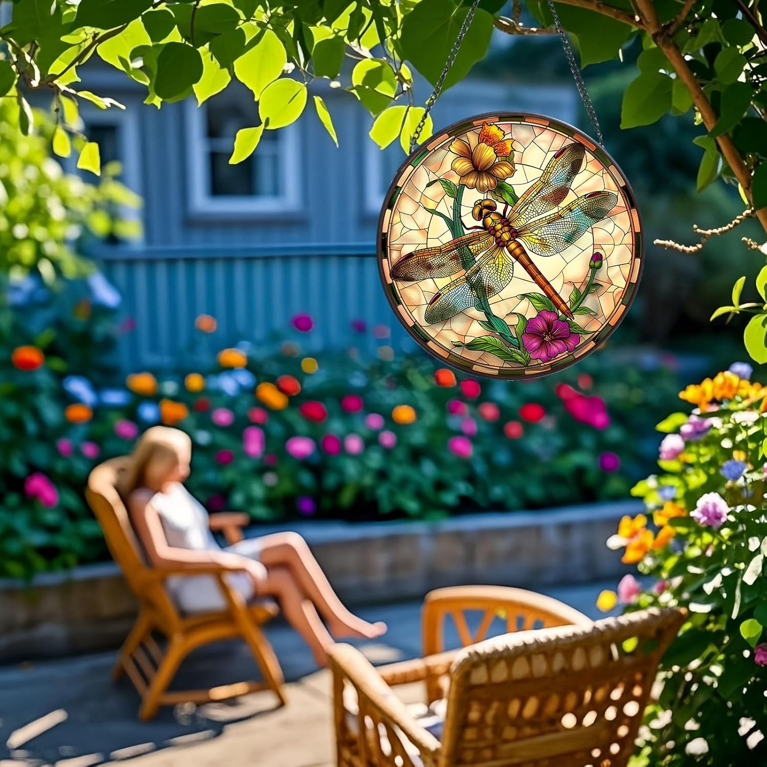 Stained Glass Dragonfly Suncatcher for Windows