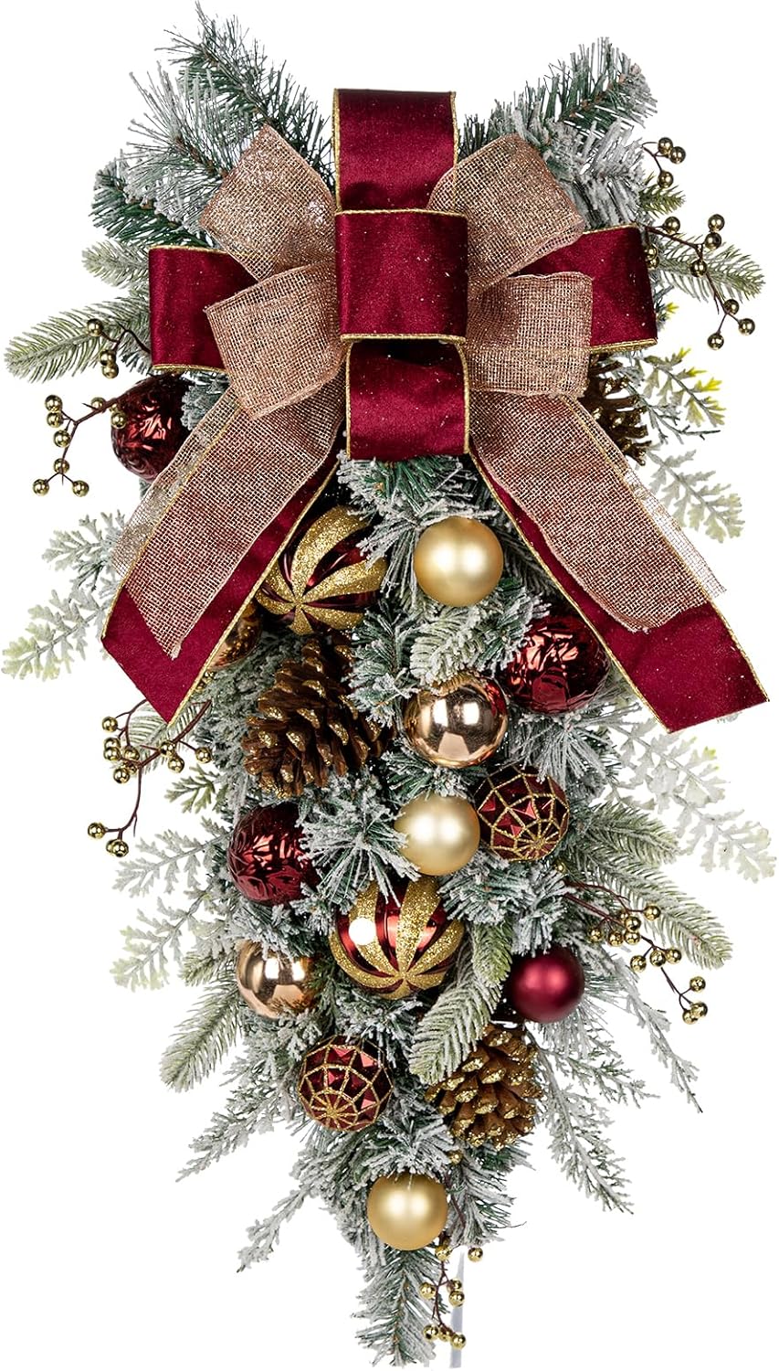 30 Inch Teardrop Swag Wreath Artificial Christmas Decor