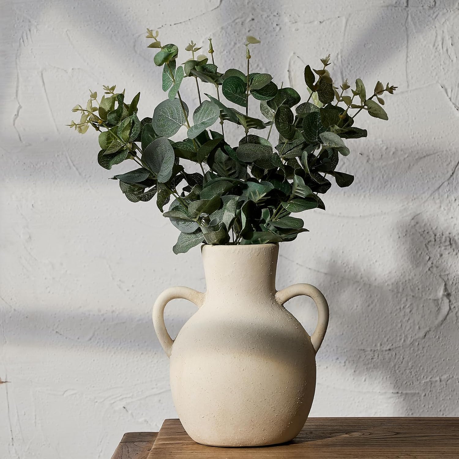 SIDUCAL Rustic Ceramic Farmhouse Flower Vase with 2 Handles 73 Inch