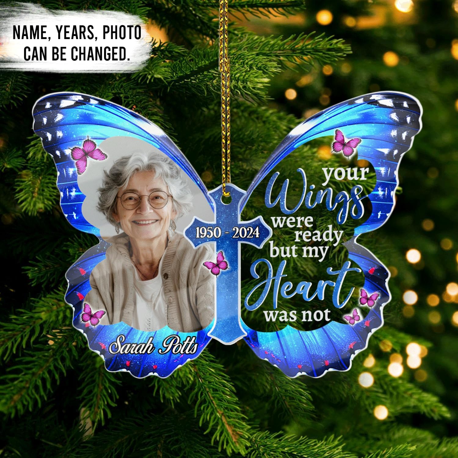 Personalized Memorial Christmas Ornament with Name and Photo