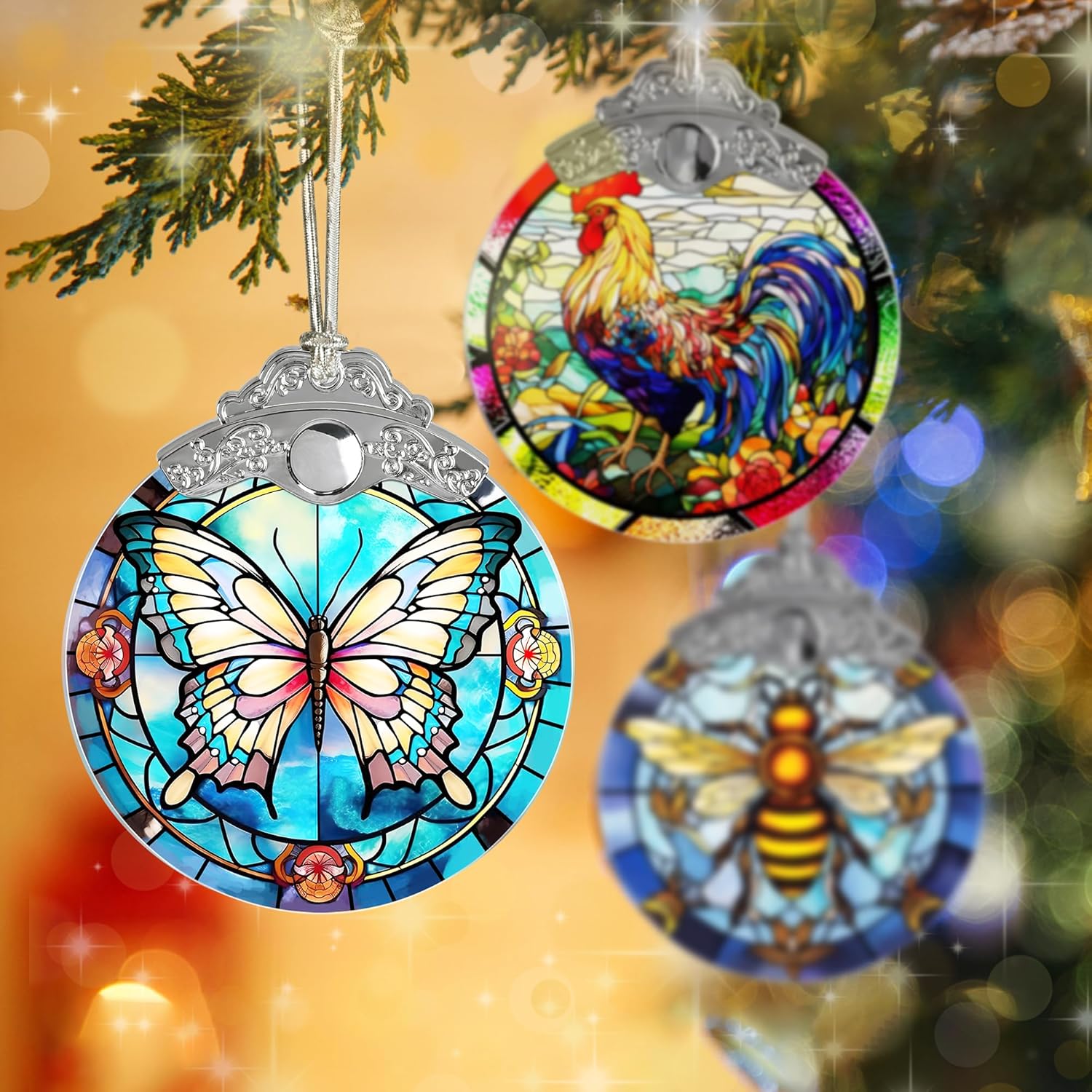 Butterfly Christmas Tree Ornament - 3 Inch Glass Decor
