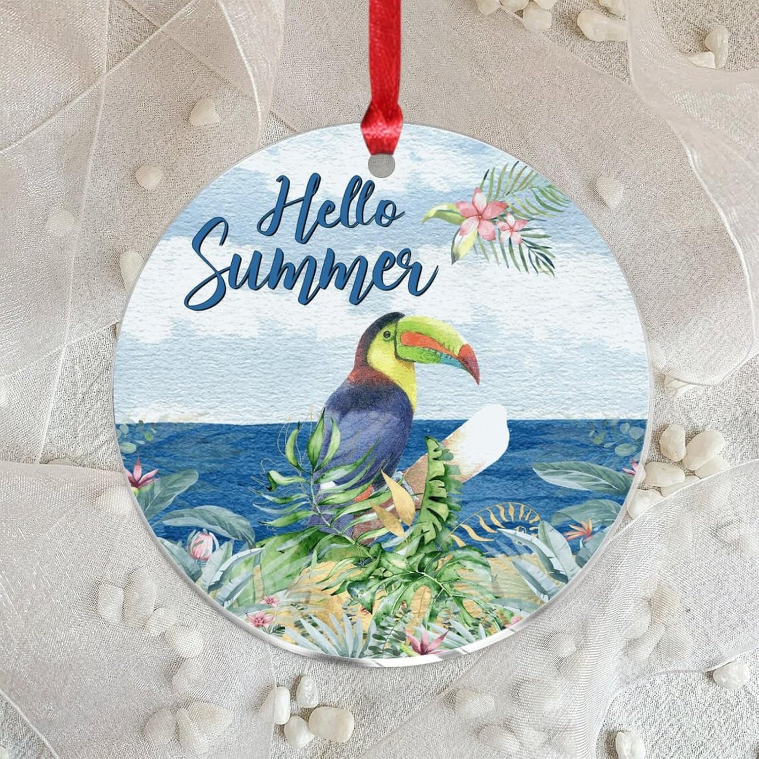 3 Acrylic Christmas Ornaments 2024 Parrot Hello Summer Decor Hanging Baubles