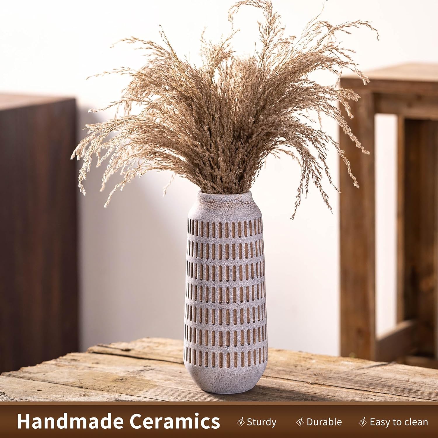 Rustic Ceramic Flower Vase 96 Inch Farmhouse Decor